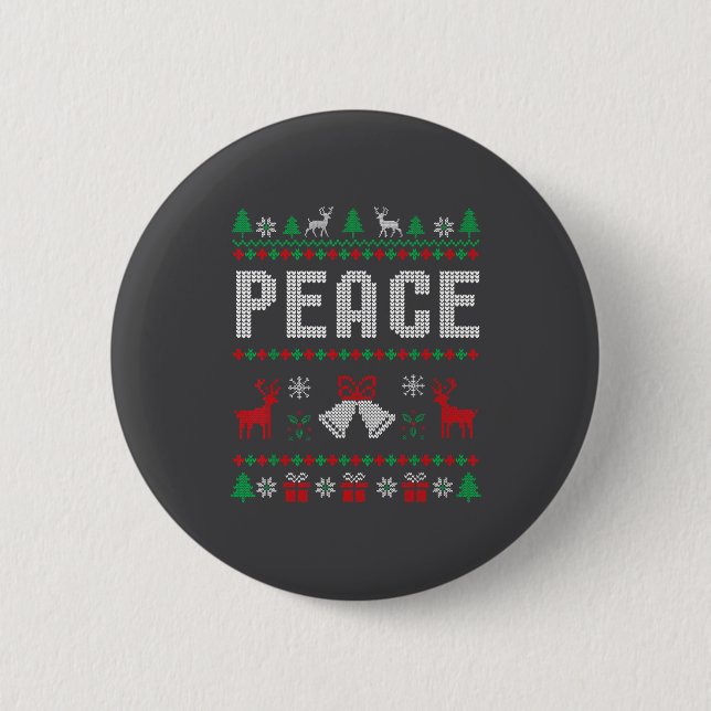 Badge Rond 5 Cm Peace I Come In Peace Couple Matching Ugly Christm (Devant)