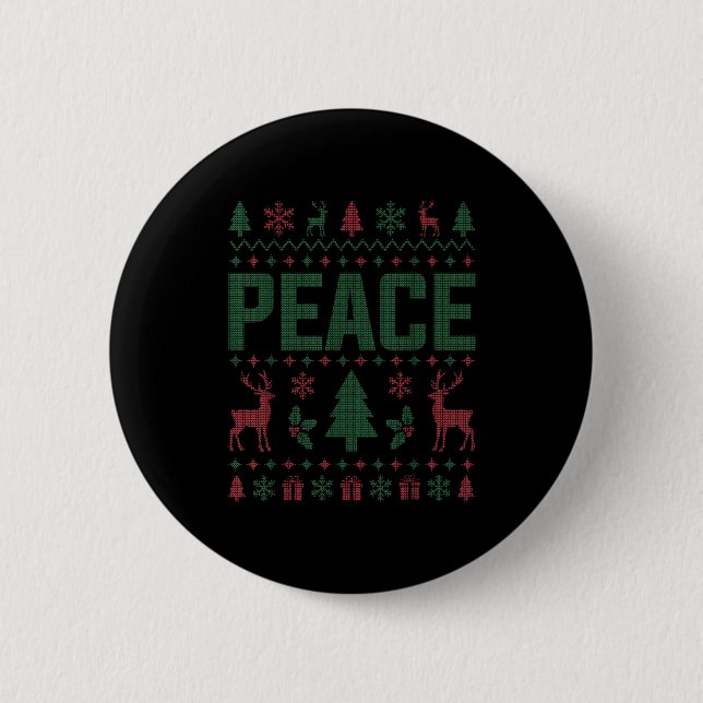 Badge Rond 5 Cm Peace I Come In Peace Couple Matching Ugly Christm (Devant)