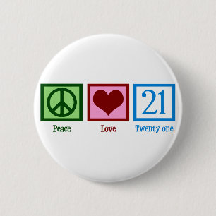 Badge Rond 5 Cm Peace Love 21