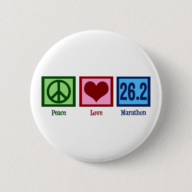Badge Rond 5 Cm Peace Love 26.2 Marathon Runner (Devant)