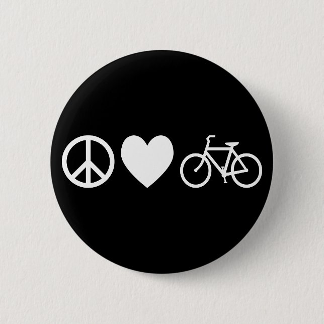 Badge Rond 5 Cm Peace Love and Bicycles (Devant)