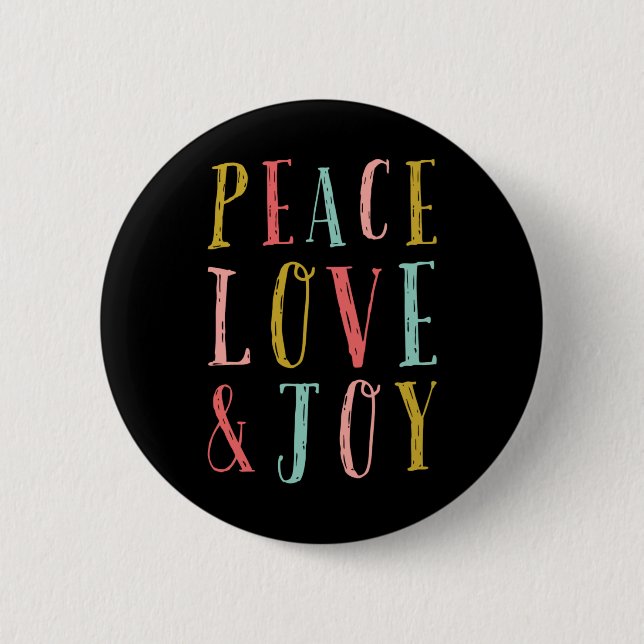Badge Rond 5 Cm Peace Love And Joy Whimsical Holiday Toddler T Shi (Devant)