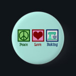 Badge Rond 5 Cm Peace Love Baking Cute Boulangerie Turquoise Stand<br><div class="desc">Peace Love Baking. Un joli cadeau de boulanger pour quelqu'un qui possède une boulangerie et aime les jolies pâtisseries.</div>