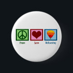 Badge Rond 5 Cm Peace Love Ballooning<br><div class="desc">Un signe de paix,  un coeur et une jolie montgolfière.</div>