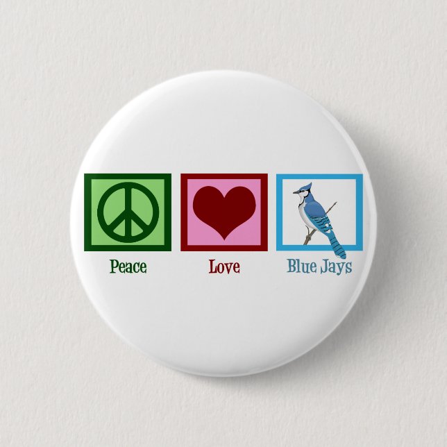 Badge Rond 5 Cm Peace Love Blue Jays (Devant)