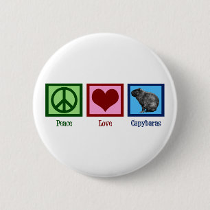 Badge Rond 5 Cm Peace Love Capybaras