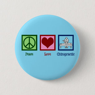Badge Rond 5 Cm Peace Love Chiropractic - Cute Chiropractor