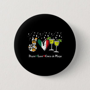 Badge Rond 5 Cm Peace Love Cinco De Mayo Party Fiesta Mexicaine