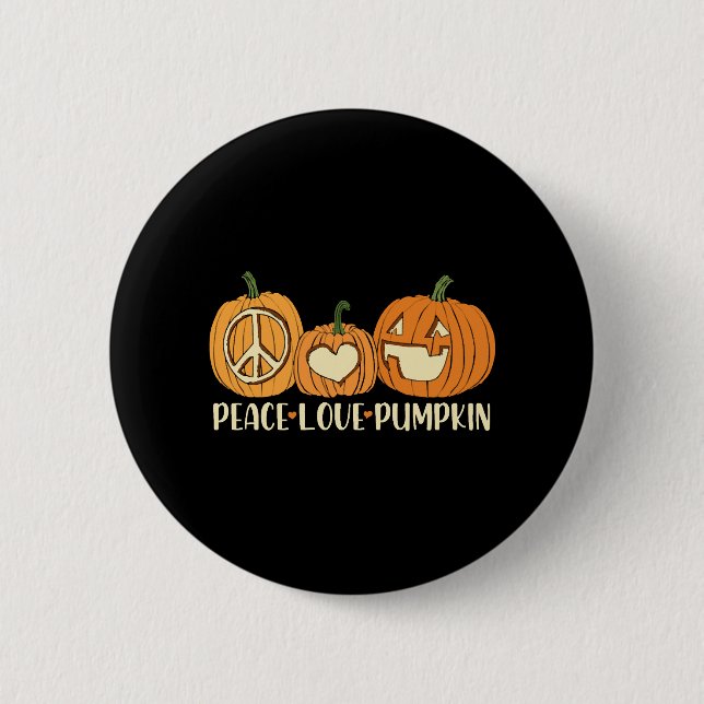 Badge Rond 5 Cm Peace Love Citrouille Halloween (Devant)