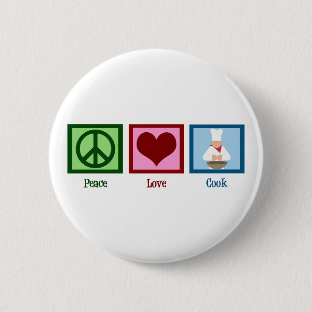 Badge Rond 5 Cm Peace Love Cook (Devant)