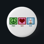 Badge Rond 5 Cm Peace Love Cook<br><div class="desc">Un signe de paix,  un coeur et un chef professionnel cuisine un repas.</div>