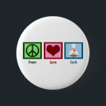 Badge Rond 5 Cm Peace Love Cook<br><div class="desc">Un signe de paix,  un coeur et un chef professionnel cuisine un repas.</div>