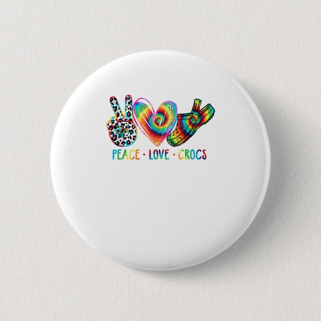 Badge Rond 5 Cm Peace Love crocs Funny Cadeau (Devant)