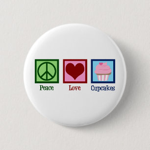 Badge Rond 5 Cm Peace Love Cupcakes Cute Baker
