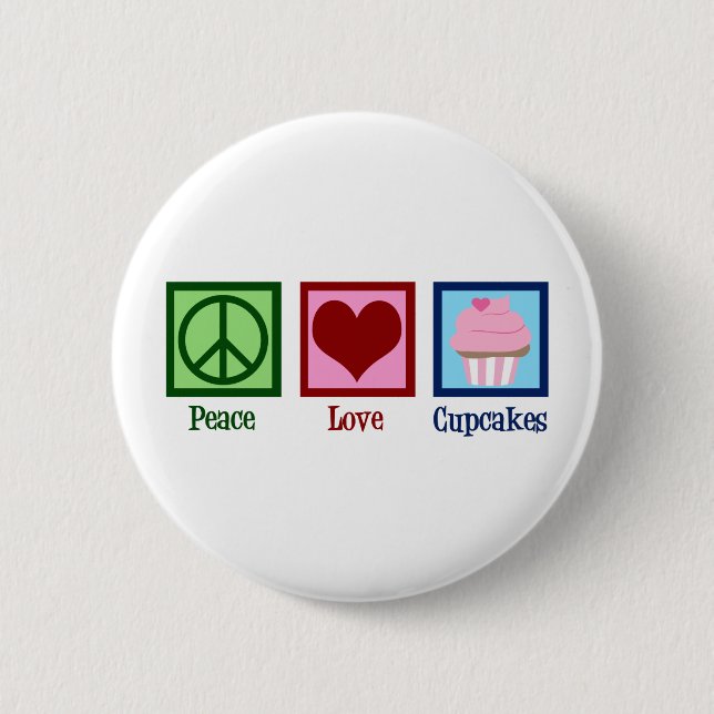 Badge Rond 5 Cm Peace Love Cupcakes Cute Baker (Devant)