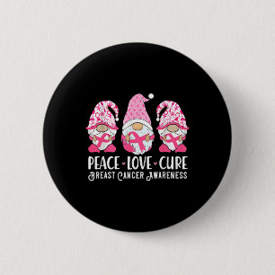 Badge Rond 5 Cm Peace Love Cure Breast Cancer Sensibilisation Guer
