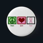 Badge Rond 5 Cm Peace Love Cure Cancer du sein<br><div class="desc">Le ruban rose pâle est porté pour sensibiliser le public au cancer du sein. Accroître les connaissances sur le cancer du sein.</div>