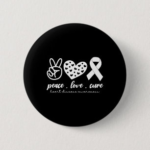 Badge Rond 5 Cm Peace Love Cure Cardiopathie Mois de sensibilisati