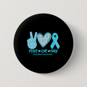 Badge Rond 5 Cm Peace Love Cure Diabetes Sensibilisation Cadeau