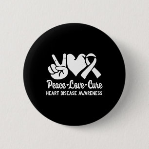Badge Rond 5 Cm Peace Love Cure Go Red American Heart Disease Awar