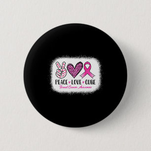 Badge Rond 5 Cm Peace Love Cure Leopard Sensibilisation au cancer