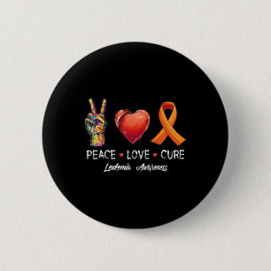 Badge Rond 5 Cm Peace Love Cure Leukemia Sensibilisation Hommes Fe