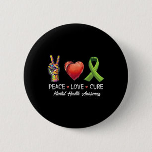 Badge Rond 5 Cm Peace Love Cure Mental Health Awareness Hommes Fem