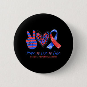 Badge Rond 5 Cm Peace Love Cure Noonan Syndrome Sensibilisation
