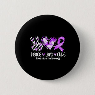 Badge Rond 5 Cm Peace Love Cure Purple Ribbon Overdose Sensibilisa