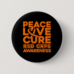 Badge Rond 5 Cm Peace Love Cure Rsd Crps Sensibilisation 1