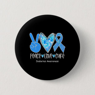 Badge Rond 5 Cm Peace Love Cure T1d Sensibilisation au diabète Rub