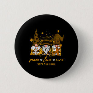 Badge Rond 5 Cm Peace Love Cure Trois Gnomes Orange Ribbon Crps Aw