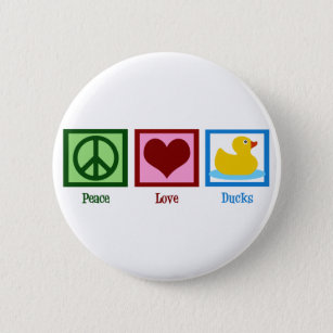 Badge Rond 5 Cm Peace Love Ducks