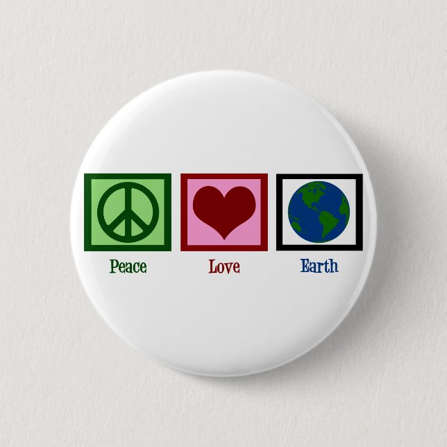 Badge Rond 5 Cm Peace Love Earth (Devant)