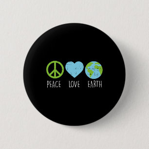 Badge Rond 5 Cm Peace Love Earth Cool Hippie Hippie Hippy Environm