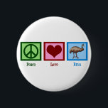 Badge Rond 5 Cm Peace Love Emu<br><div class="desc">J'aime Emu. Ce sont des oiseaux assez bizarres. Un signe de paix,  un coeur et un oiseau ému.</div>
