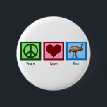 Badge Rond 5 Cm Peace Love Emu<br><div class="desc">J'aime Emu. Ce sont des oiseaux assez bizarres. Un signe de paix,  un coeur et un oiseau ému.</div>