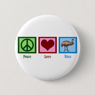 Badge Rond 5 Cm Peace Love Emu