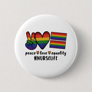 Badge Rond 5 Cm Peace Love Equality Nurse LGBT