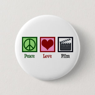 Badge Rond 5 Cm Peace Love Film