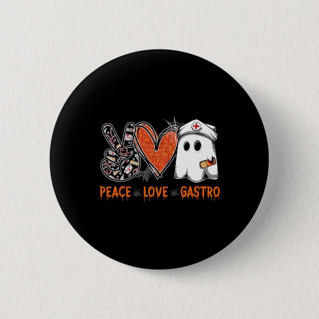 Badge Rond 5 Cm Peace Love Gastro Ghost Infirmière Gastroentérolog (Devant)