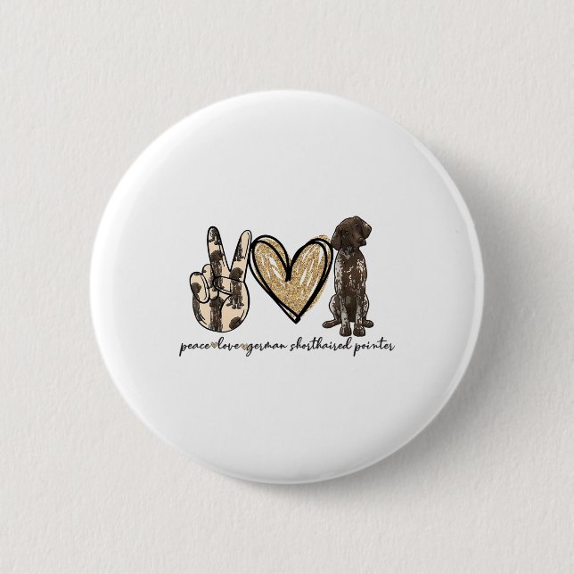 Badge Rond 5 Cm Peace Love Gsp Allemand Pointer Pointer Dog Log (Devant)