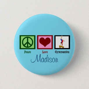 Badge Rond 5 Cm Peace Love Gymnastique Personnalisée