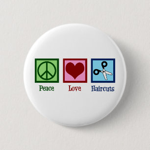 Badge Rond 5 Cm Peace Love Haircuts