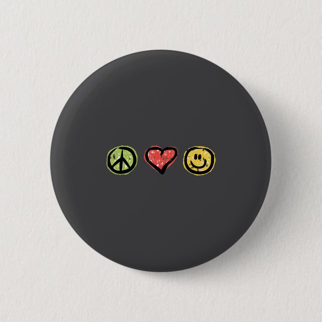 Badge Rond 5 Cm Peace Love Hapness Insrational Hipe Gift  (Devant)