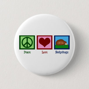 Badge Rond 5 Cm Peace Love Hedgehogs