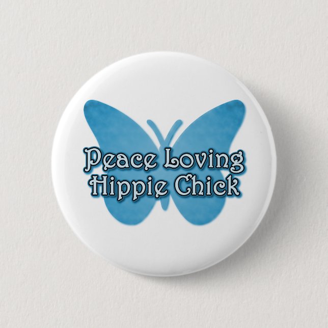 Badge Rond 5 Cm Peace Love Hippie Chick (Devant)