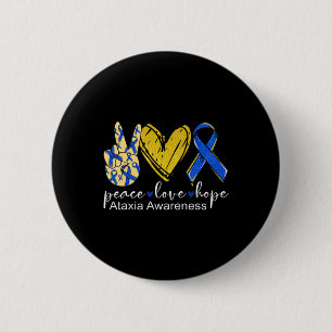 Badge Rond 5 Cm Peace Love Hope Ataxia Awareness Tee-shirt Blue Ri