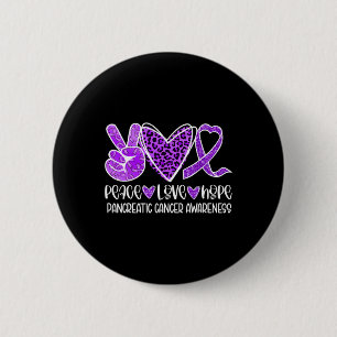 Badge Rond 5 Cm Peace Love Hope Leopard Purple Cancer Pancréatique