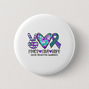 Badge Rond 5 Cm Peace Love Hope Prévention du suicide Ruban Tie-d